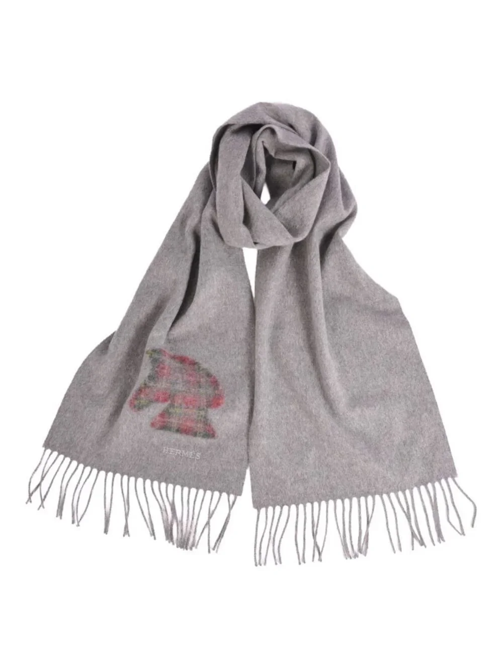 Hermes Scarf Shawl Fringe Cashmere